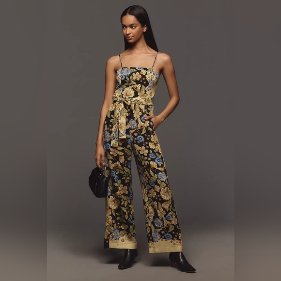 FARM Rio Pants - NWT FARM Rio x Anthropologie Square-Neck Floral Jumpsuit Medium